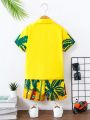 Young Boy's Fashionable Beachwear Set With Casual Shirt, Holiday Style