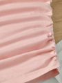 SHEIN Teen Girls Solid Ruched Cami Top & Scrunchie