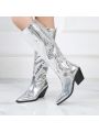 European And American Fashion Women's Boots 2023 Autumn & Winter New Arrival Chunky Heel Pointed Toe Over-the-knee High Boots Versatile Boots And Knee Boots For Women