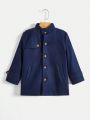 SHEIN Boys' Casual Gentleman Style Button Up Woolen Coat