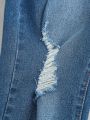 SHEIN Teen Girls Ripped Skinny Jeans