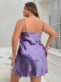 Women's Plus Size Pleated Bust Knot Detail Spaghetti Strap Nightgown