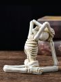 1pc Halloween Yoga Skeleton Statue Skull Polyresin Craft Ornament Photography Prop