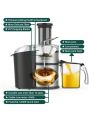 KOIOS Centrifugal Juicer Machines, 1300W Juice Extractor with Extra Large 3inch Feed Chute, Full Copper Motor, 304 Titanium-Plated Steel Filter, High Juice Yield for Fruits and Vegetables, 3 Speeds Mode, Easy to Clean, 100% BPA-Free, Included Brush