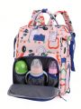 1pc Stylish Pink Maternity Backpack Diaper Bag With Large Capacity, Portable & Hangable On Stroller, For Baby Care