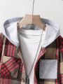 Boys' Plaid Hooded Jacket With Pocket Detail