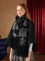 HARRY POTTER X SHEIN Harry Potter Collaboration Black Long Scarf, Comfortable And Soft For Everyday Use