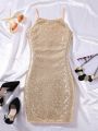 Teen Girl Gorgeous Romantic Party Sequined Cami Dress