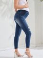 SHEIN Pregnant Women's Tight Distressed Jeans