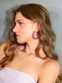SHEIN ICON 1pair Color-block Fashionable Hoop Earrings