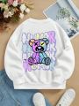 Tween Girls Casual Letter Printed Round Neck Sweatshirt For Autumn And Winter