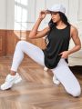 SHEIN Daily&Casual Women'S Solid Color Round Neck Sports Vest