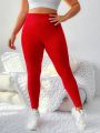 Yoga Basic Plus Size Seamless Solid Color Butt Lifting Sports Leggings
