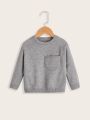 Baby Knitted Sweater With Pocket And Drop Shoulders