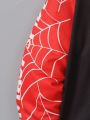 SHEIN Kids KDOMO 2pcs/set Toddler Boys' Casual Spider Print Hoodie And Pants Set