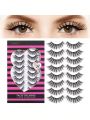 NUBILY Lashes 8 Pairs Eyelashes Natural Look Faux Mink Lashes Pack 3D Handmade Soft Reusable Fluffy False Eyelashes(04)