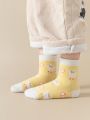 5pairs/set Girls' Cartoon Chicken Mid-calf Socks Suitable For All Seasons And Daily Wear
