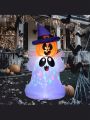 Joiedomi 5 FT Tall Halloween Inflatable Ghost with Pumpkin Head and Build-in Colorful LEDs, Blow Up Ghost with Witch Hat for Halloween Outdoor Decoration Yard, Garden, Lawn Holiday Party Decoration