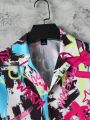 Manfinity EMRG Loose Fit Men's Casual Graffiti Printed Shirt