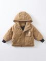 Toddler Boys' Hooded Jacket With Oblique Pocket, Long Sleeves, For Autumn/winter