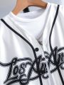 Teen Boy Sporty Letter Print Short Sleeve Top And Shorts