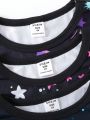 Toddler Girls' 3 Sets Long Sleeve Long Pants Pajama With Reflective Pattern