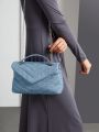 SHEIN BIZwear Square-shaped PU Leather Flap Bag