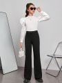 Teen Girl Solid Belted Flare Leg Pants