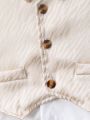 3pcs/Set Baby Boy Casual & Elegant Vintage Jacquard Shirt, Suitable For Outdoor, Festival, Leisure, Daily Wear