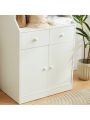 Bedroom Armoire Wardrobe Armoire Closet Drawers and Shelves Handles Hanging Rod for Bedroom White