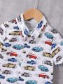 Baby Boy Short Sleeve Racing Car Printed Shirt, Spring/Summer