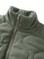 Men's Plus Size Padded Jacket With Zipper On The Side And Pockets