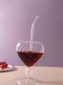 Heart-shaped Glass Cup With Straw For Women, Ins Style Suitable For Yogurt Drinks, Juice, Cocktails In Summer