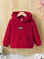 SHEIN Kids EVRYDAY Toddler Boys' Thick Letter Embroidery Hoodie, Cute And Simple Style, Autumn And Winter