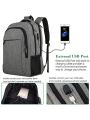 Travel Laptop Backpack, Business Anti Theft Slim Durable Laptop Backpack with USB Charging Port, Water Resistant College Bag Computer Bag Gifts for Men & Women Fits 15.6 Inch Notebook, Grey