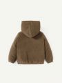 Cozy Cub Baby Boy Letter Patched Detail Hooded Thermal Lined Jacket