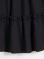 SHEIN Kids CHARMNG Little Girls' Black Chiffon Ruffle Hem Three-Tiered Skirt