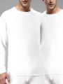 Solid Color Round Neck Warm Top For Men