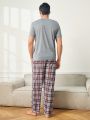 Men'S Short Sleeved Homewear Set With Letter Printing