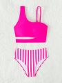 Teen Girls' Stripe Swimsuit Two Pieces Set