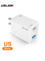 1pc White 33w Type C + 18w Usb A Qc3.0 Gan Square Grid Us Plug Charger For Laptop, Xiaomi & Huawei Mobile Phones