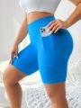 Yoga High Street Plus Size Sports Shorts With Side Pockets