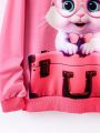 SHEIN Kids Cooltwn Big Girls' Cartoon Rabbit Printed Hooded Sweatshirt
