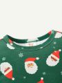 Cozy Cub Baby Boys' Christmas Patterned Round Neck Pullover And Pants Set