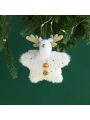 1pc Christmas Creative White Plush Five-pointed Star Bell Doll Ornament For Christmas Tree Decoration