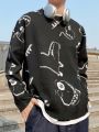 Manfinity Hypemode Men's Dinosaur Patterned Round Neck Sweater