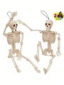 JOYIN 2 PCS 16” Halloween Skeletons Decoration Full Body Posable Hanging Skeletons with Red LED Light Eyes and Movable Joints for Indoor and Outdoor Decoration