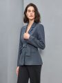 Anewsta Women'S Lapel Collar Tie Waist Blazer Coat