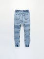 Tween Boy Letter Patched Ripped Jeans