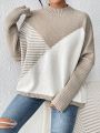 SHEIN Frenchy Color Blocked Batwing Sleeve Sweater